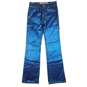 Parasuco Jeans Extreme Fit Metallic Blue Coated Denim Flare 8094EKM Womens 26